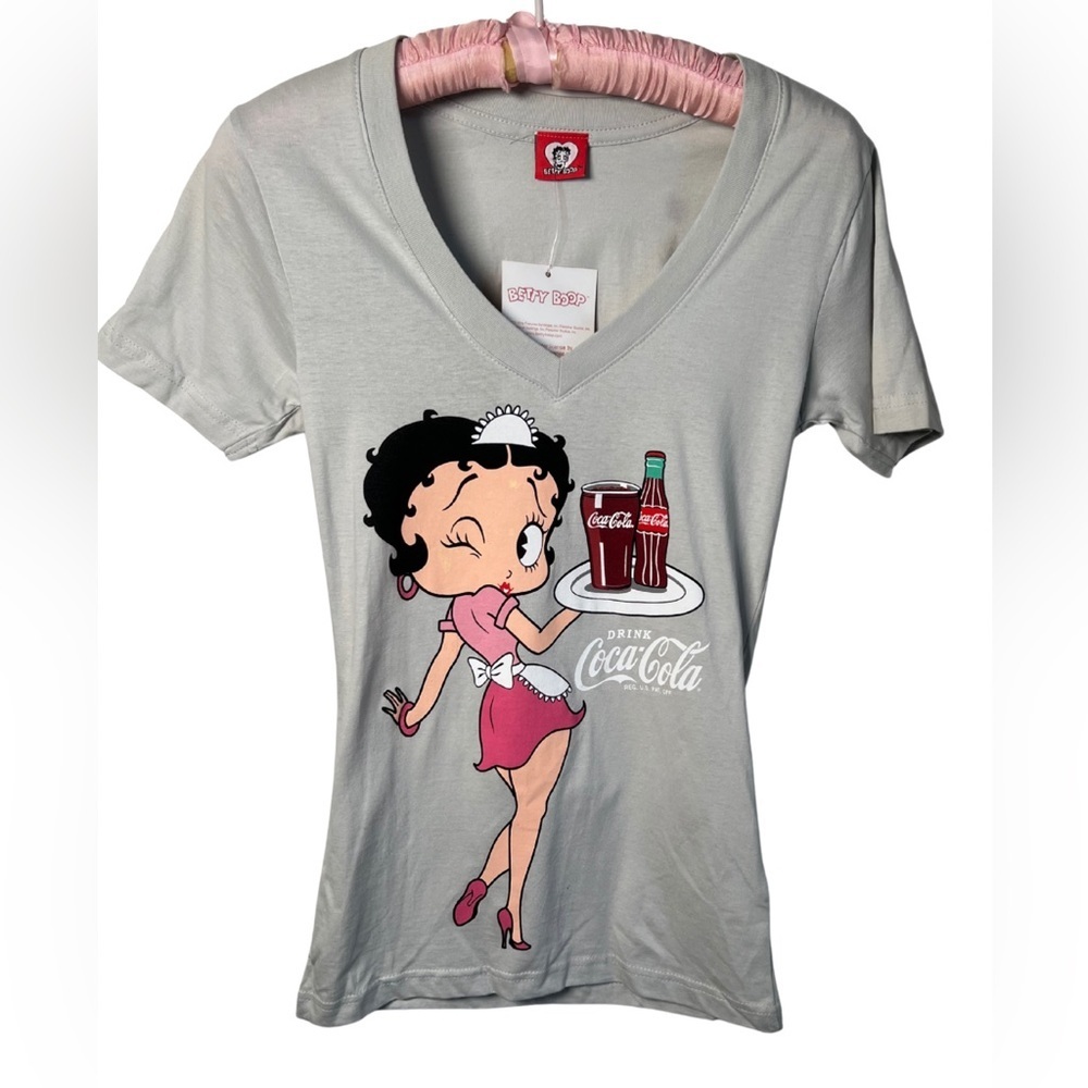 Betty Boop Coca Cola Gray Tee Women’s Size Small - Picture 2 of 7